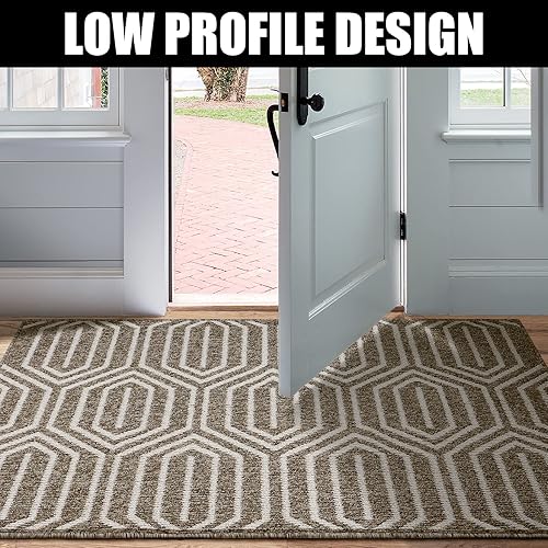 Vista 12 de Tapete para interiores de 32 x 48 pulgadas, tapete absorbente para puerta delantera y trasera, parte trasera de goma, antideslizante, atrapador