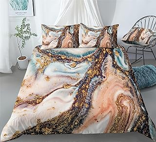 REALIN Color Swirl Marble Duvet Cover Set Marble Prints Bedding Girl Boy Kids Bed Sets 2/3/4PCS Quilt Covers/Sheets/Pillow Shams,Twin/Full/Queen/King (B,Queen-228x228cm-3PCS)