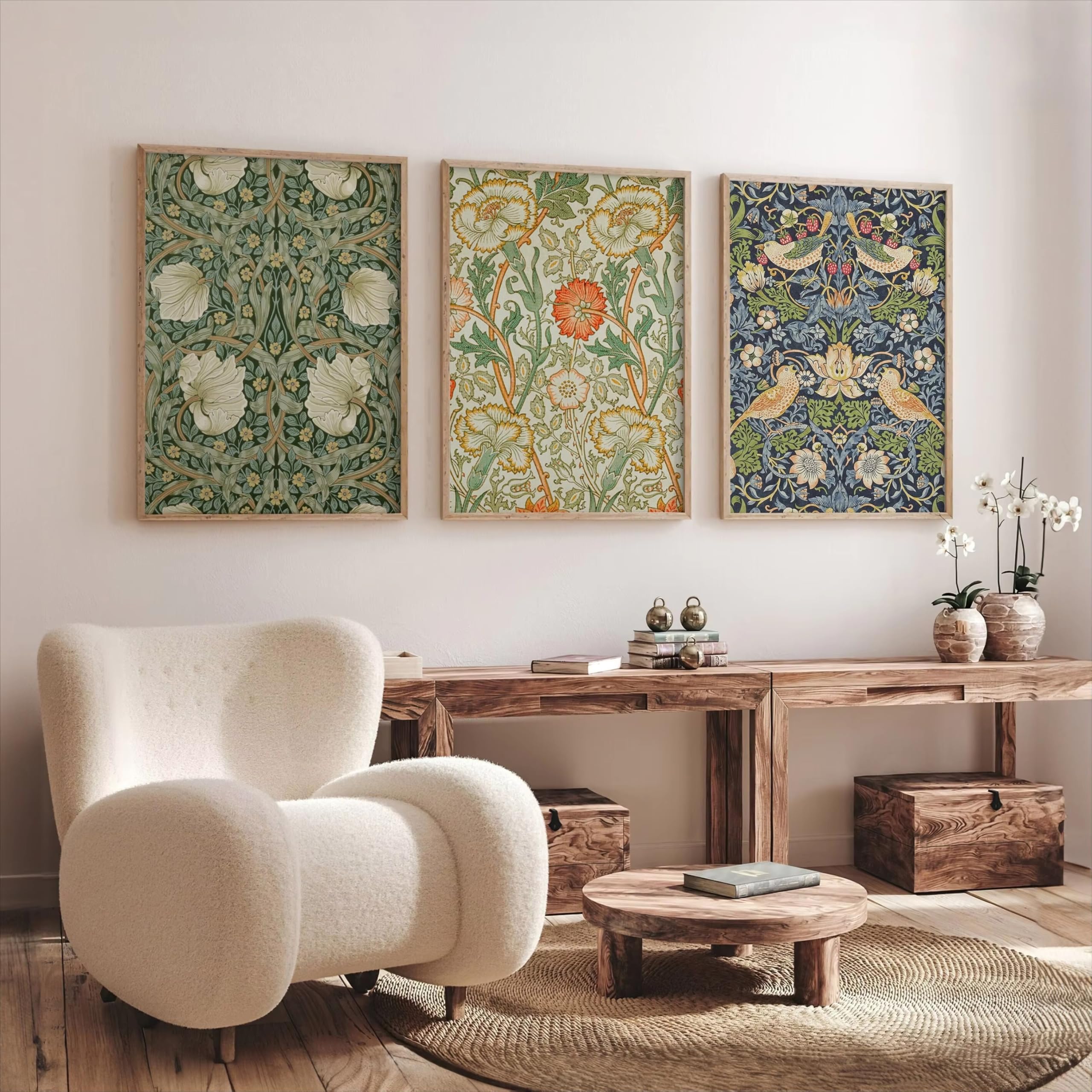 awtrhfc Print Floral Exhibition Poster Wall Art Nouveau Print Wall Art Set of Gallery Triptych Canvas(50x75cm(20x30in) x3/No frame)