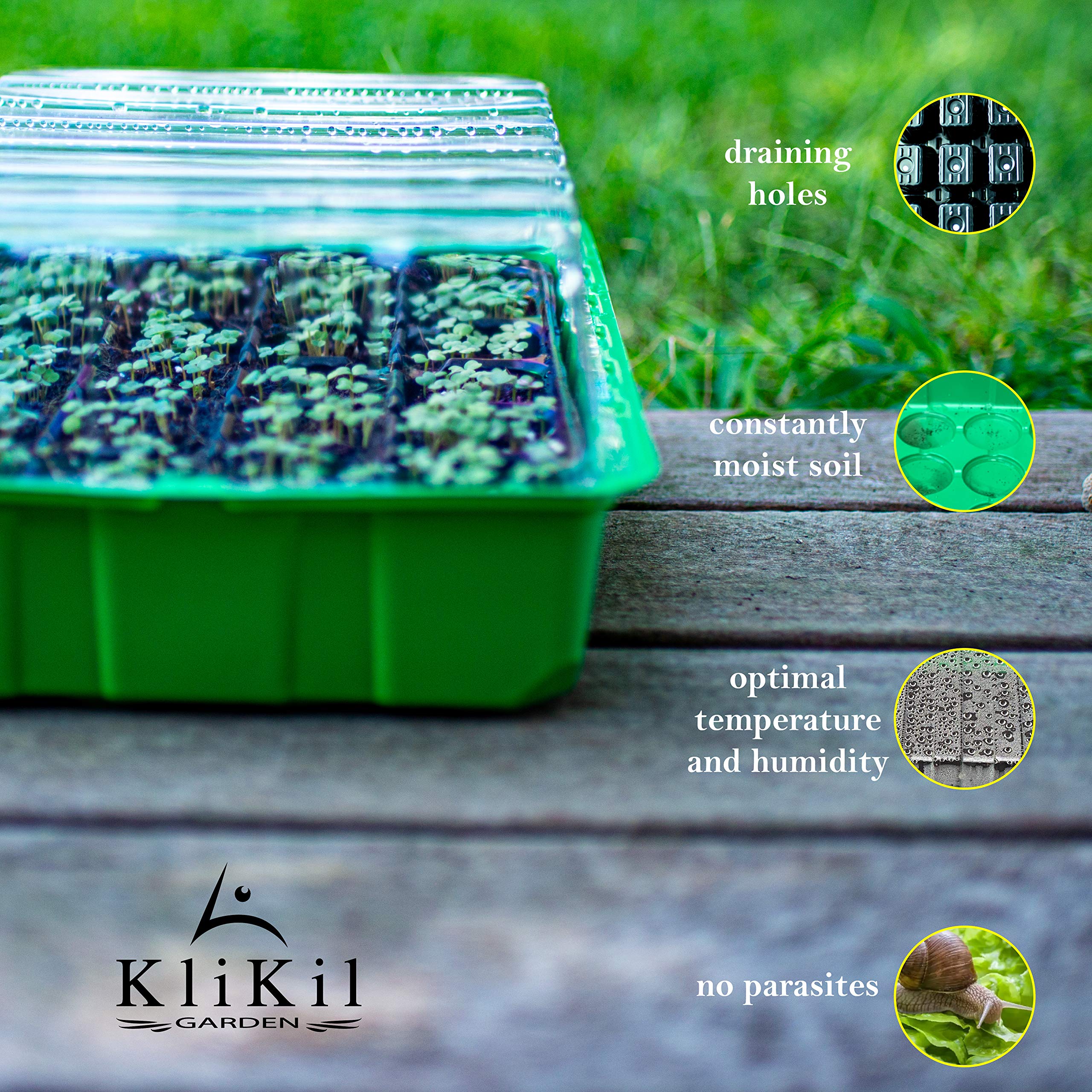 Mini Serra da Balcone germinazione Semi - 72 Alveoli per Semina Set Completo di 3 vaschette 3 cupole e 3 vasi per Semina da 24 vasetti l'uno - miniserra Semi Peperoncino e orto Urbano