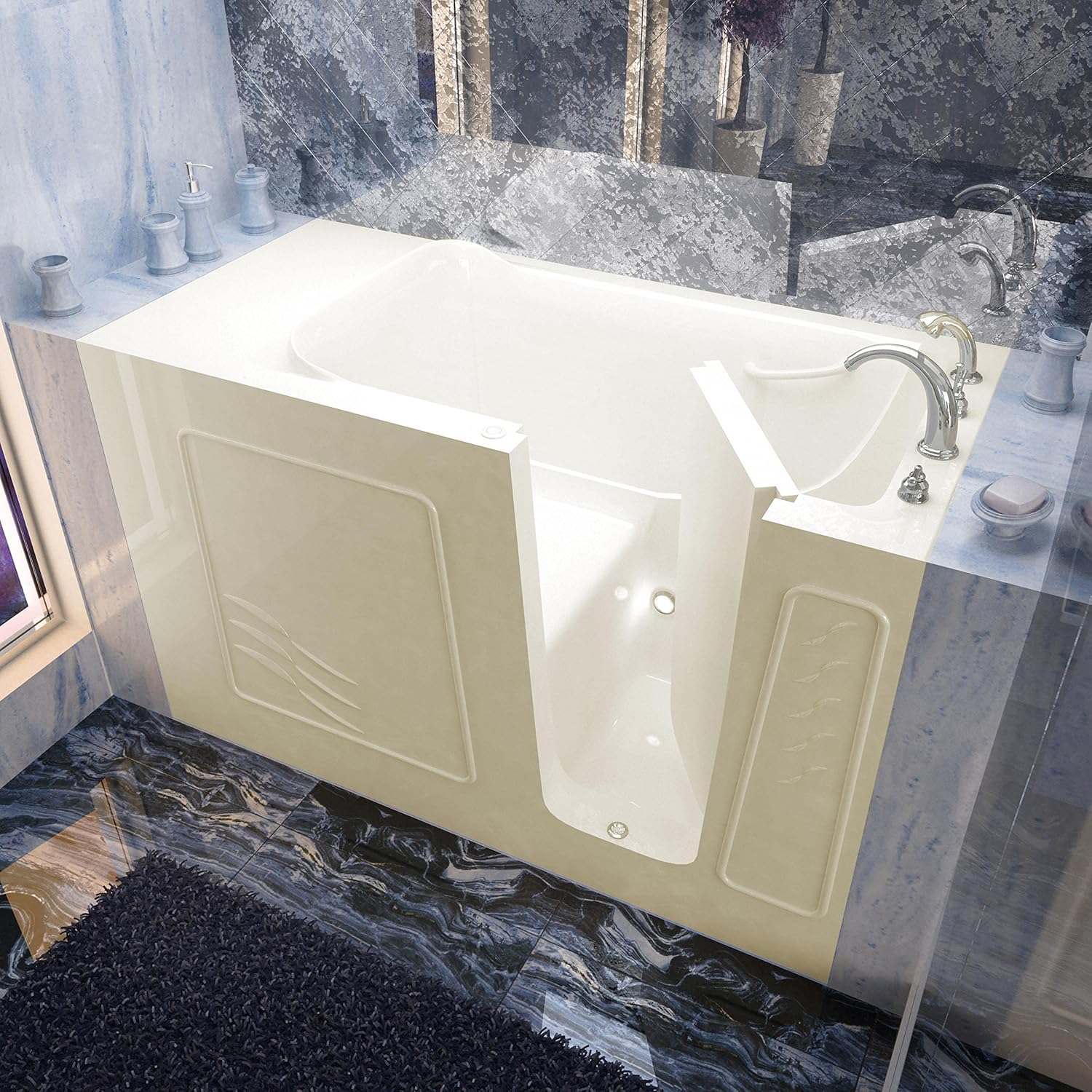 Venzi 30x60 Right Drain Biscuit Soaking Walk In Bathtub