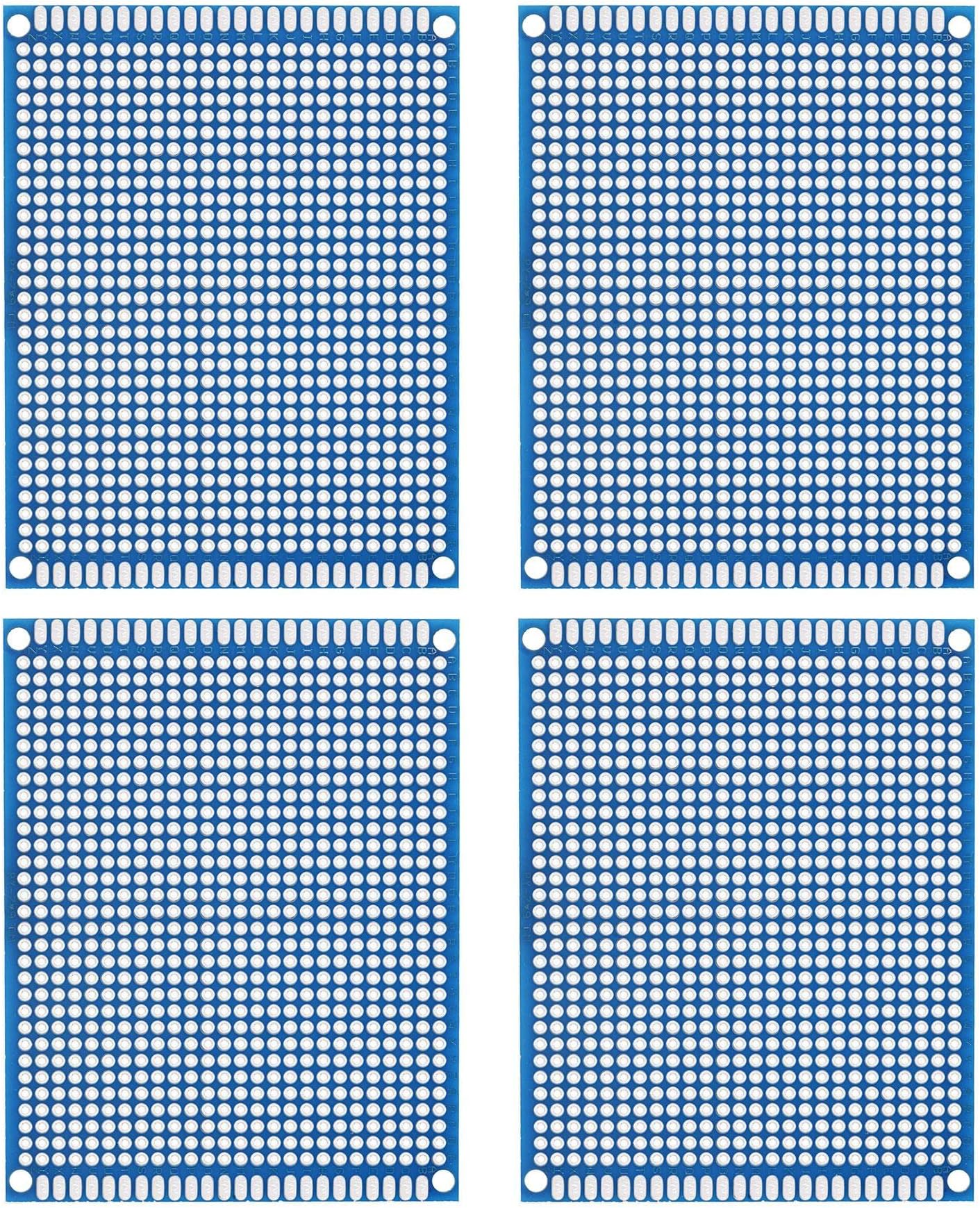 sourcing mapPCB Board Double Sided Printed Circuit Prototyping Boards Plated Through Holes for DIY Soldering Electronic Projects, 70mmx90mm, Blue Pack of 4