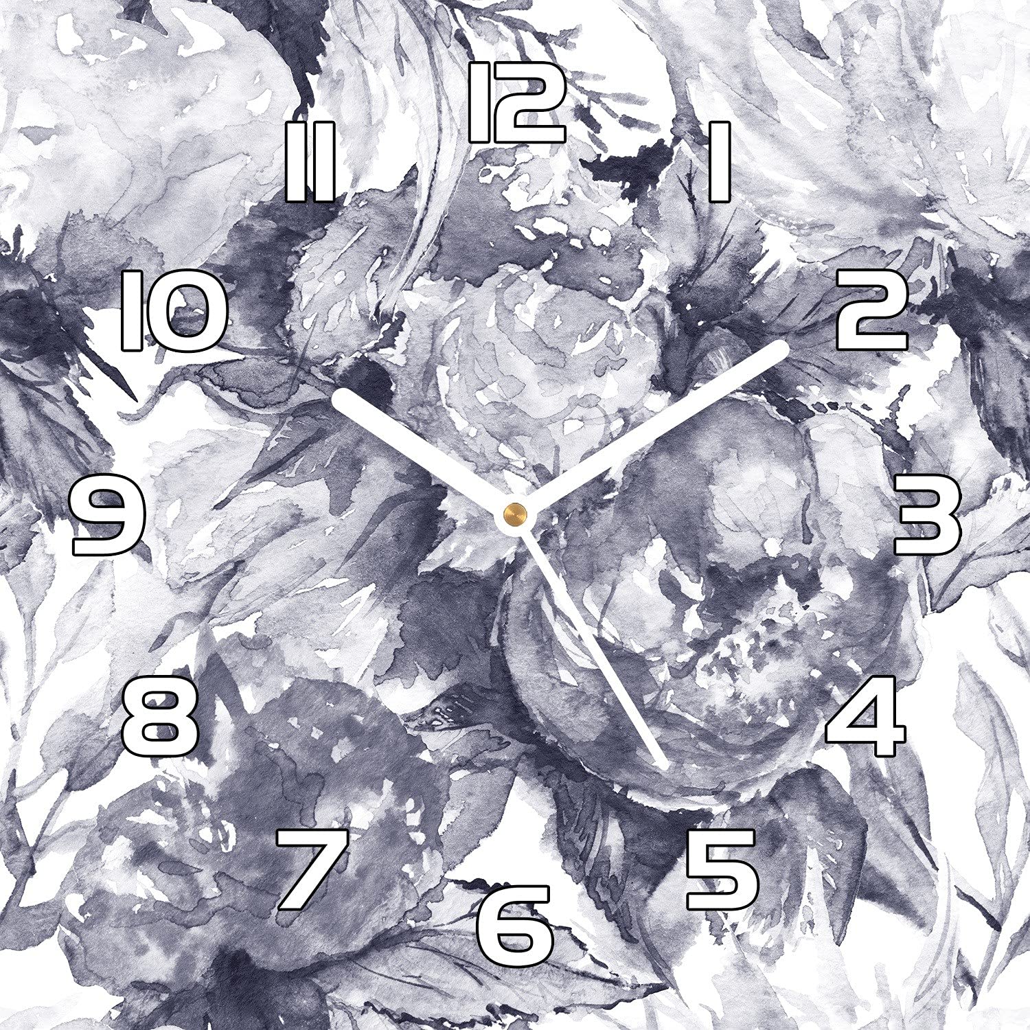 Horloge en verre lisible avec aiguilles blanches Coloray 30x30 cm fleurs pour salon