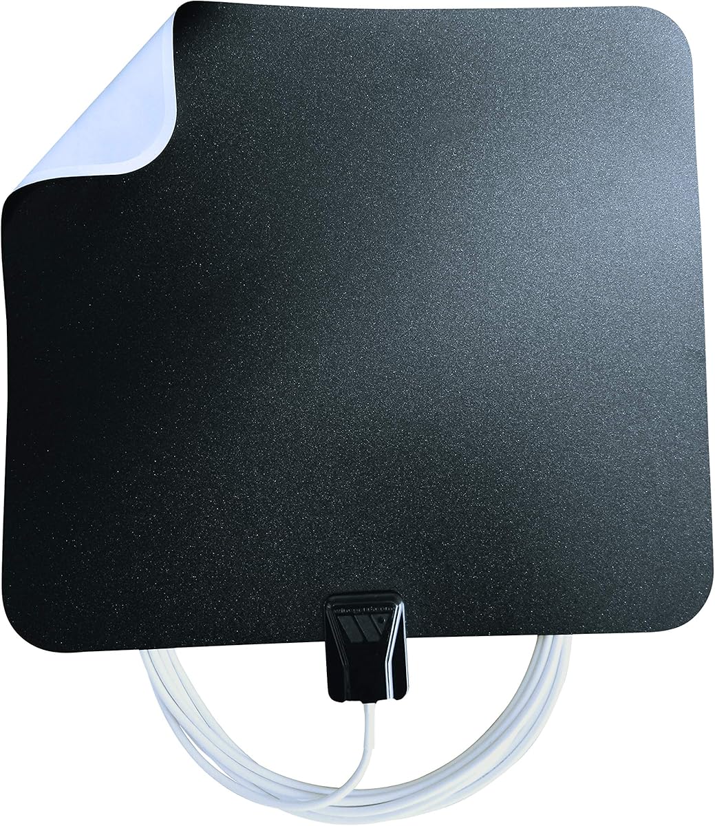 Winegard FL5500A FlatWave Amped Digital HD Indoor TV Antenna – Amplified, 4K & ATSC 3.0 Ready, High-VHF/UHF, 60 Mile Range, Dual Color, 18.5 ft Cable