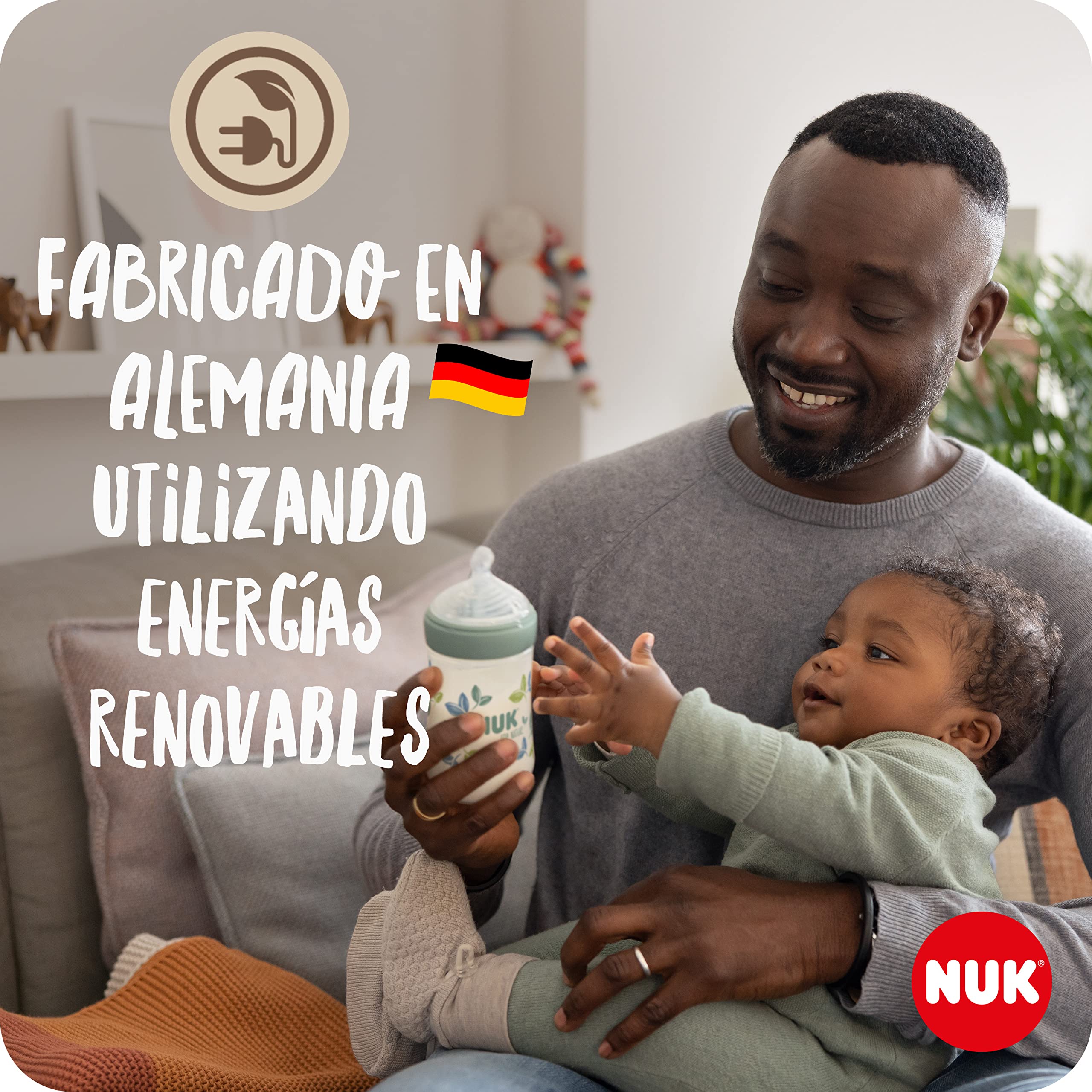 NUK for Nature Perfect Start set de biberones | 0-18 meses | Tetina de silicona | 4 biberones anticólicos, 2 chupetes | Materiales sostenibles y sin BPA | 6 unidades
