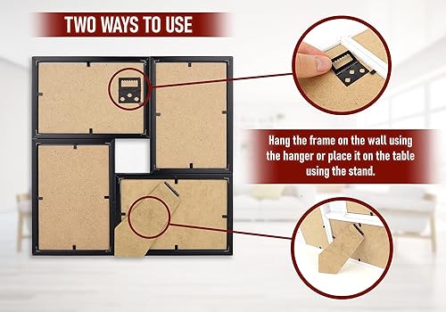 Miniatura 3 de VELISTA Marco de fotos moderno de 4 x 6 pulgadas, collage de marco cuadrado de mesa de alta calidad, marco de fotos múltiple para montaje en pared,