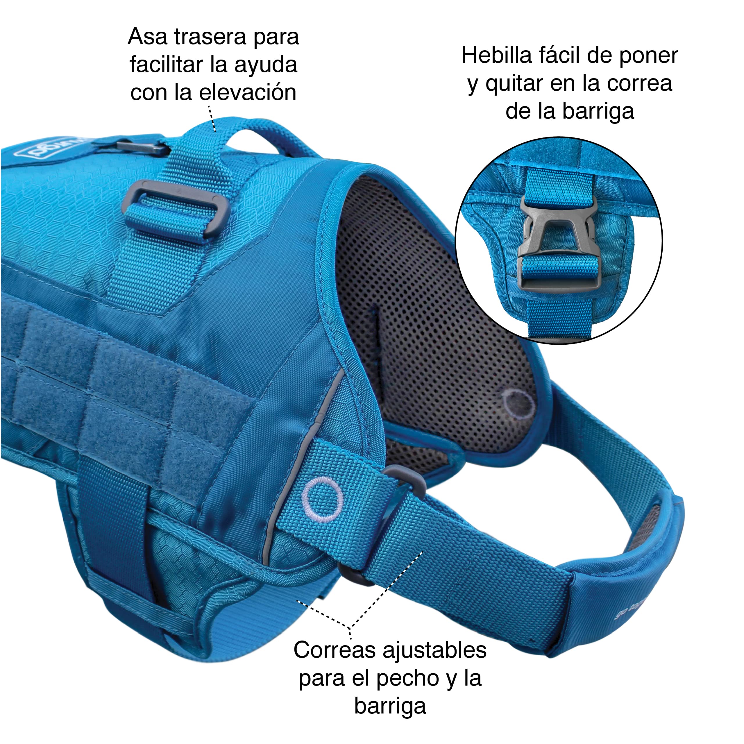 Kurgo RSG Townie Arnés, L, Negro | Fácil de Poner y Quitar, Malla Transpirable, Compatible con MOLLE, Asa Superior