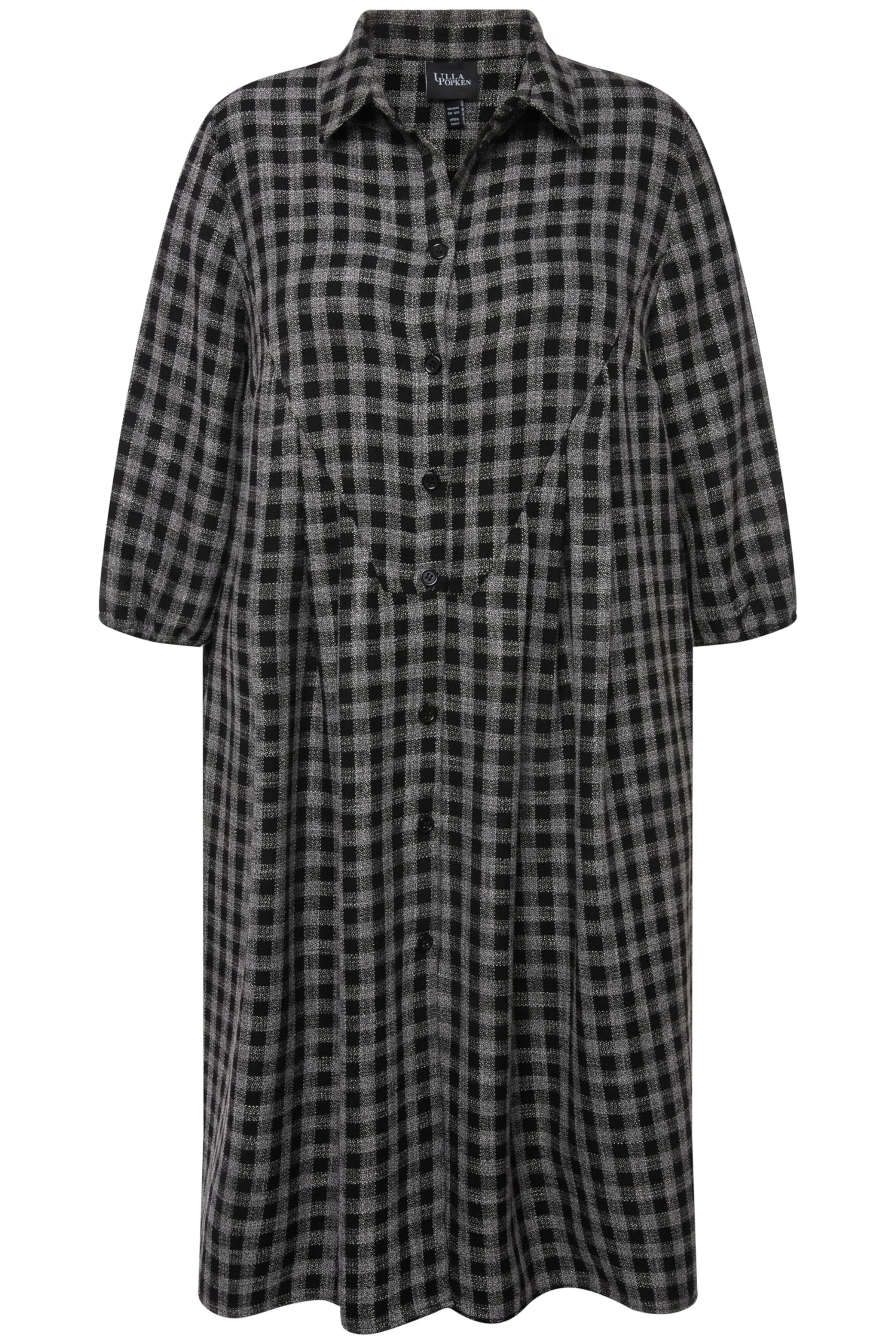 Ulla Popken Damen große Größen Übergrößen Plus Size Karokleid, A-Linie, Hemdragen, 3/4-Arm, Midikleid 821202