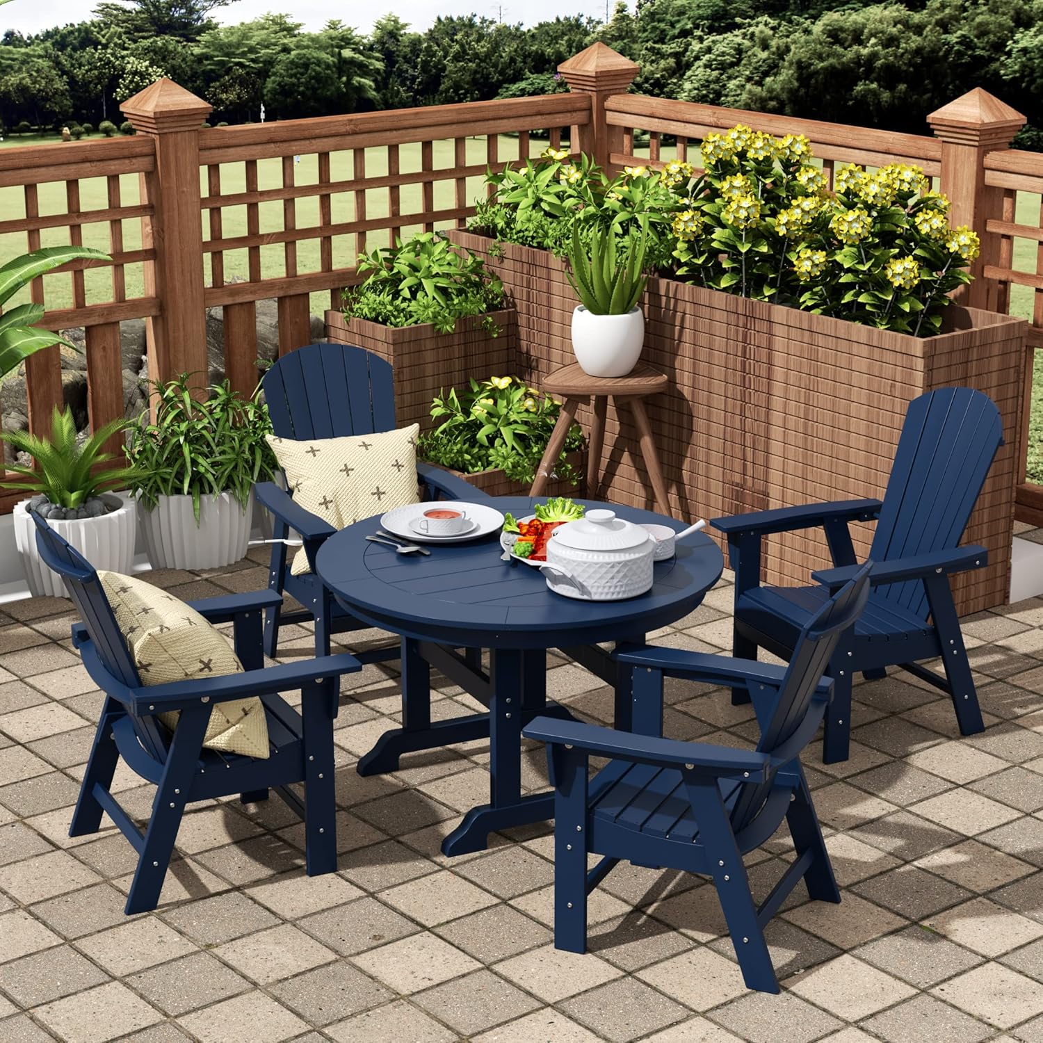WO WESTIN OUTDOOR HDPE Altura Adirondack Dining Chair,Navy Blue
