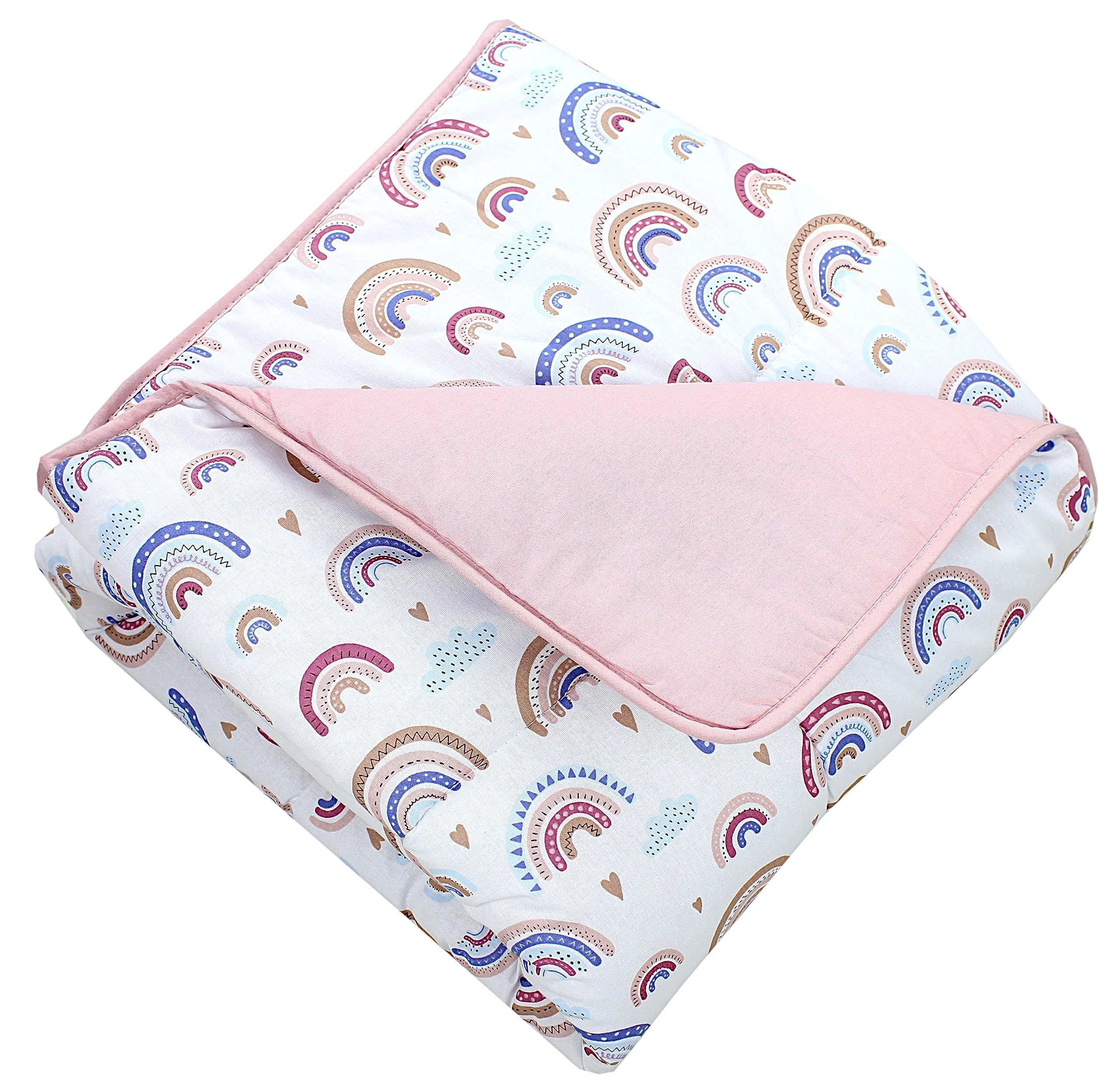 TupTam Tappeto Play Mat Per Bambini e Neonati Coperta 120 x 120 cm Gioco Imbottita XXL, Arcobaleno/Blu/Rosa - 1