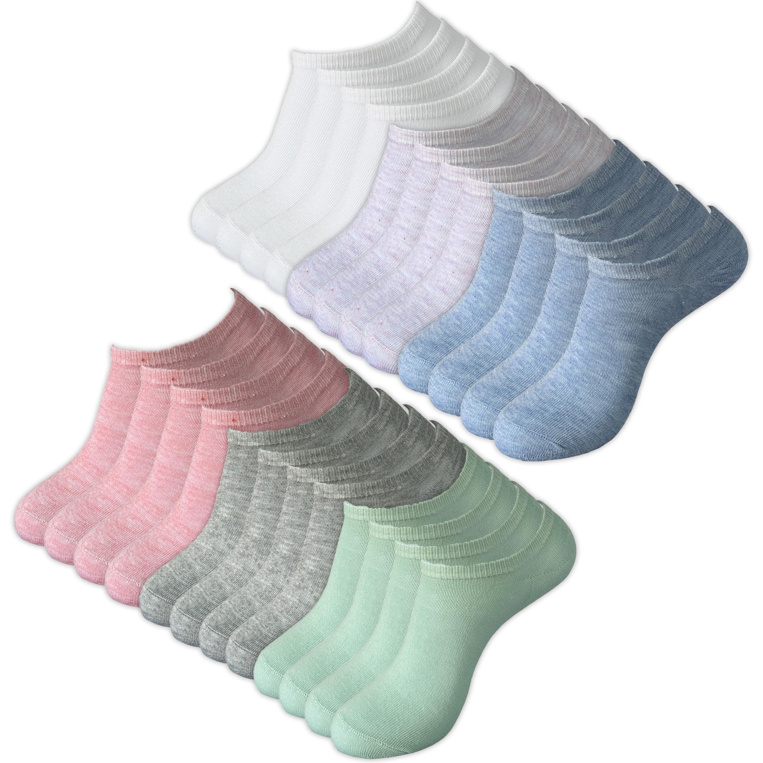 DIVABONNA 12 Pares Calcetines Tobilleros Mujer - Calcetines Cortos Mujer - (Modelo: Pastel - Tobillero Corte Bajo)