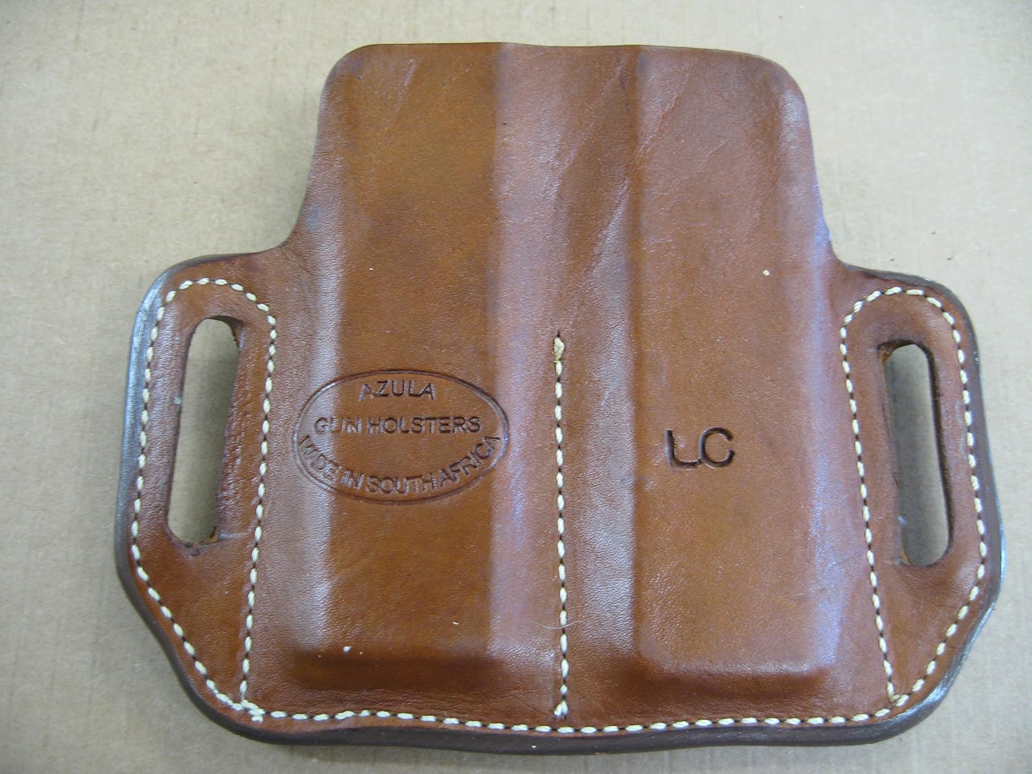 Azula Leather 2 Slot Molded Pancake Belt Mag Clip Pouch for Kimber Micro 9 9mm TAN
