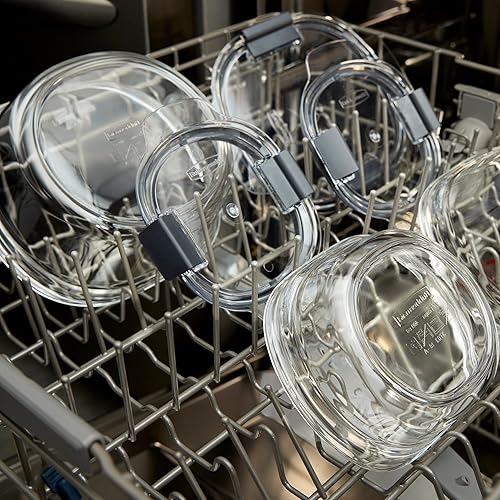 Miniatura 6 de Rubbermaid Brilliance - Juego de 6 recipientes redondos de vidrio a prueba de fugas para almacenamiento de alimentos, recipientes para alimentos con