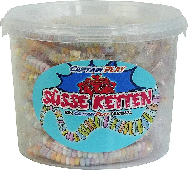 Boîte de Bonbons Colliers CAPTAIN PLAY - 50 Pièces Dextrose - 850g