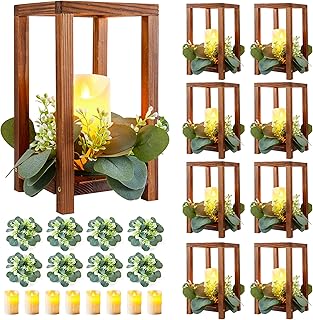8 Set/24 Pcs Wooden Wedding Lantern Centerpiece Include 8 Wooden Lantern...