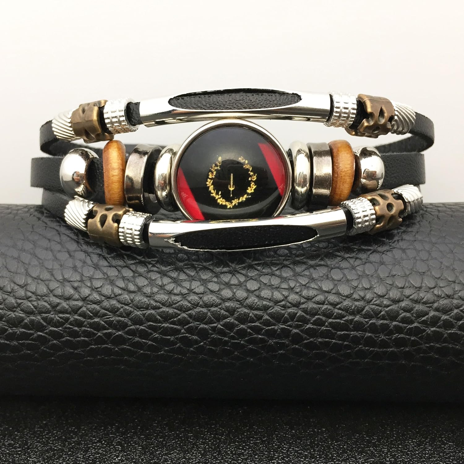 Black American Heritage Flag Bracelet - African American Flag Bracelet for Women Men - Glass Cabochon Bracelet Jewelry