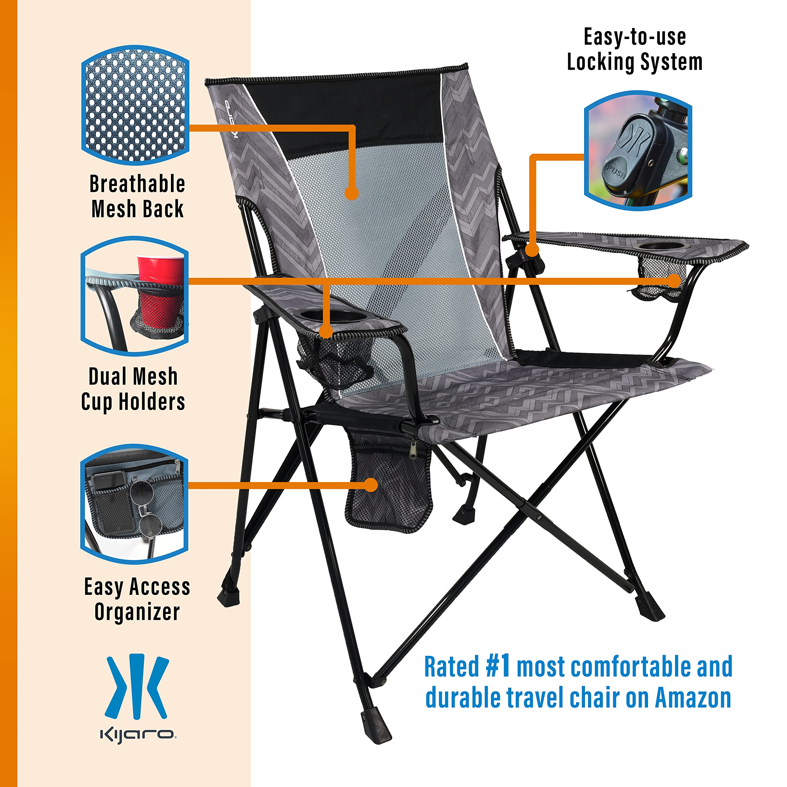 Kijaro Enjoy Versatile Folding Sports, Outdoor Chair