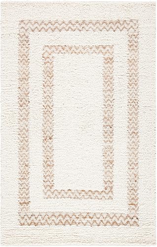Miniatura 3 de SAFAVIEH Natura Collection - Alfombra de área de 5 x 8 pies, marfil y natural, lana hecha a mano, ideal para zonas de alto tráfico en sala de estar,