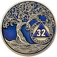 Vista 65 de Medallón AA de 5 años – Árbol de la Vida trenzado chapado en oro AA Chip de recuperación – morado