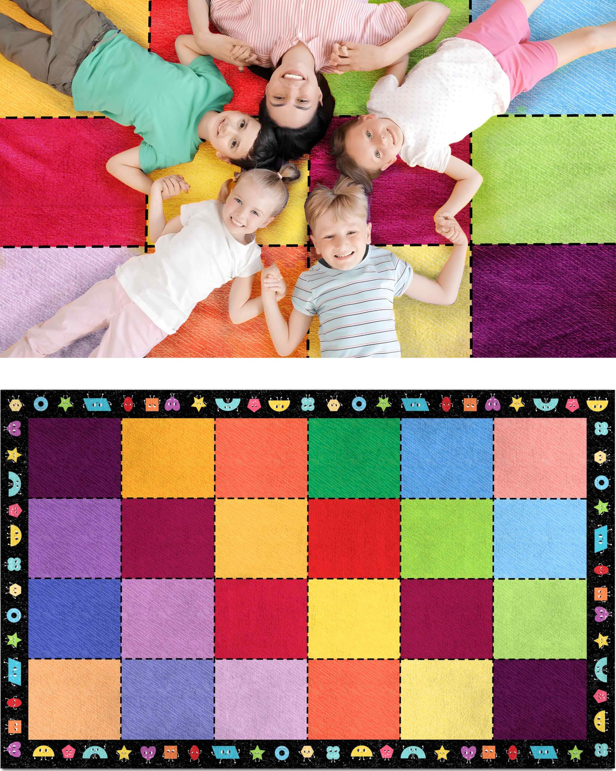 OLEEK Large Classroom Rug Elementary 8x13 - Classroom Rugs for Kids Room - Classroom Carpet Elementary - Kids playroom Rug 8 x 13 - Preschool Rugs for Classroom - Schoolgirl Style Classroom Decor