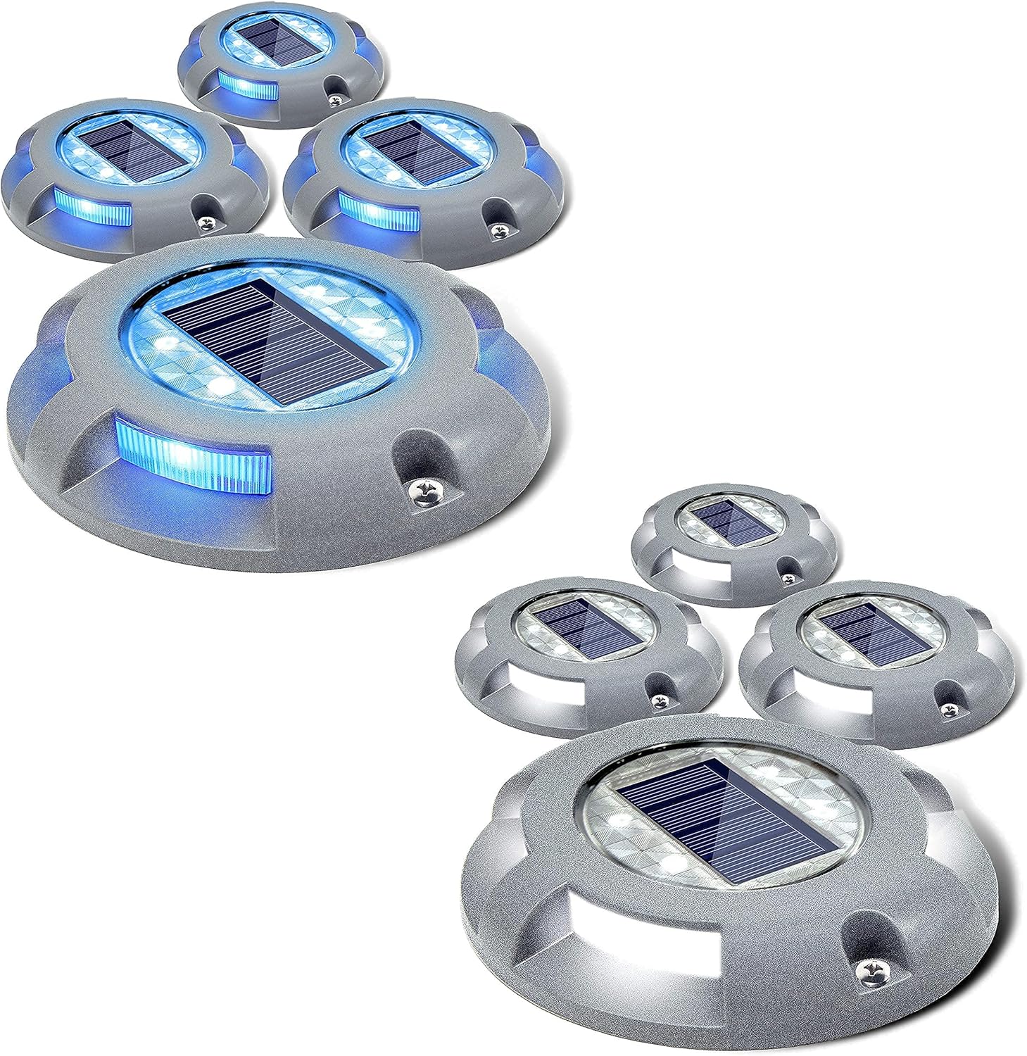 Siedinlar Solar Deck Lights 4 Pack (White) and Solar Deck Lights 4 Pack (Blue) - - 