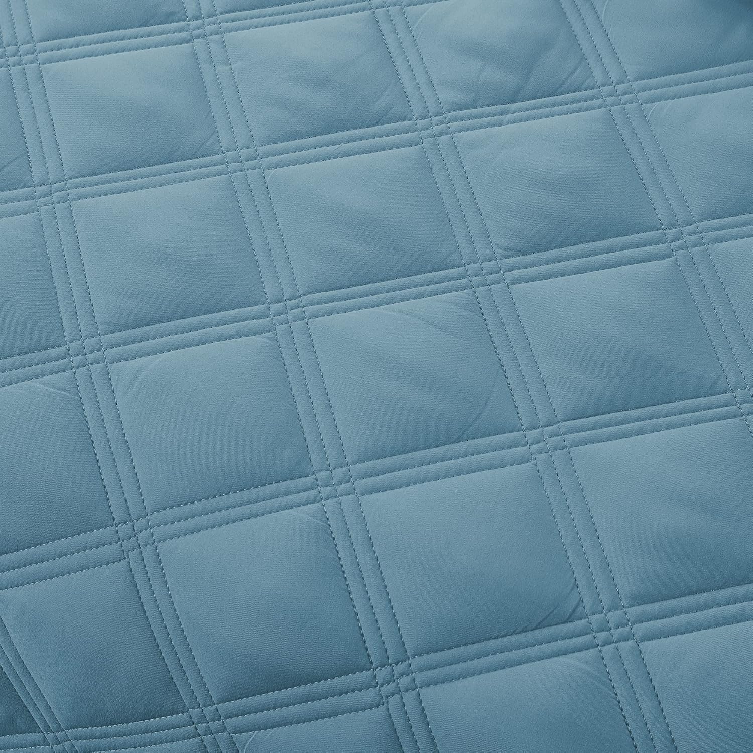 Home Soft Things 3 Piece Charleston Down Alternative Quilted Bed Spread Set, Soft Warm Plaid Diamond Pattern Quilt Coverlet Bedding Cover Set, Smoke Blue, King 118" x 106"