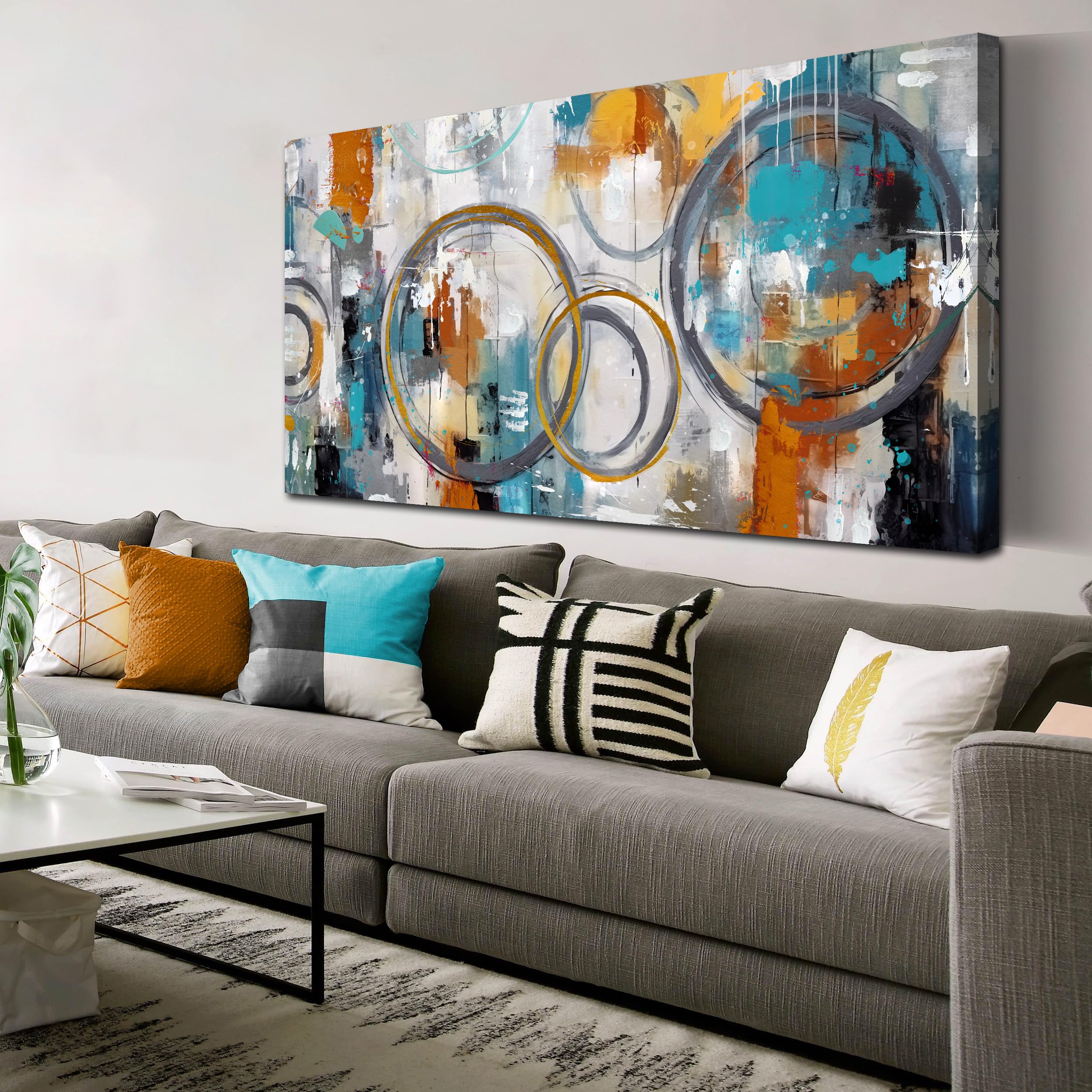 JKWALL77 Minimalist Wall Decor - Large Abstract Canvas Wall Art - Wall Pictures for Living Room Ready to Hang Size 29" x 59"