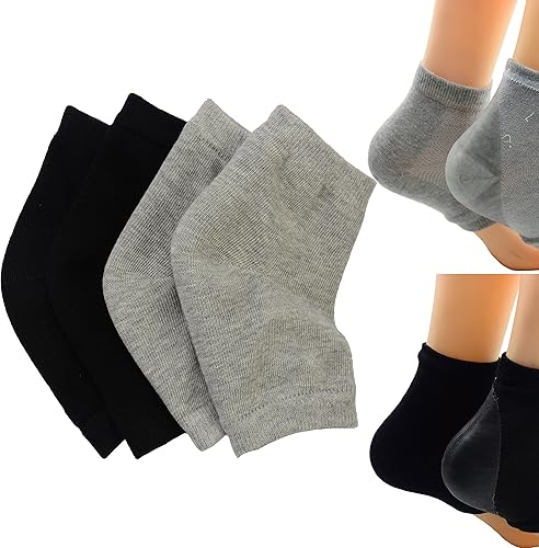 Makhry 2 pares de calcetines de talón de gel de silicona hidratante para piel seca y dura agrietada, puntera abierta, calcetines cómodos de