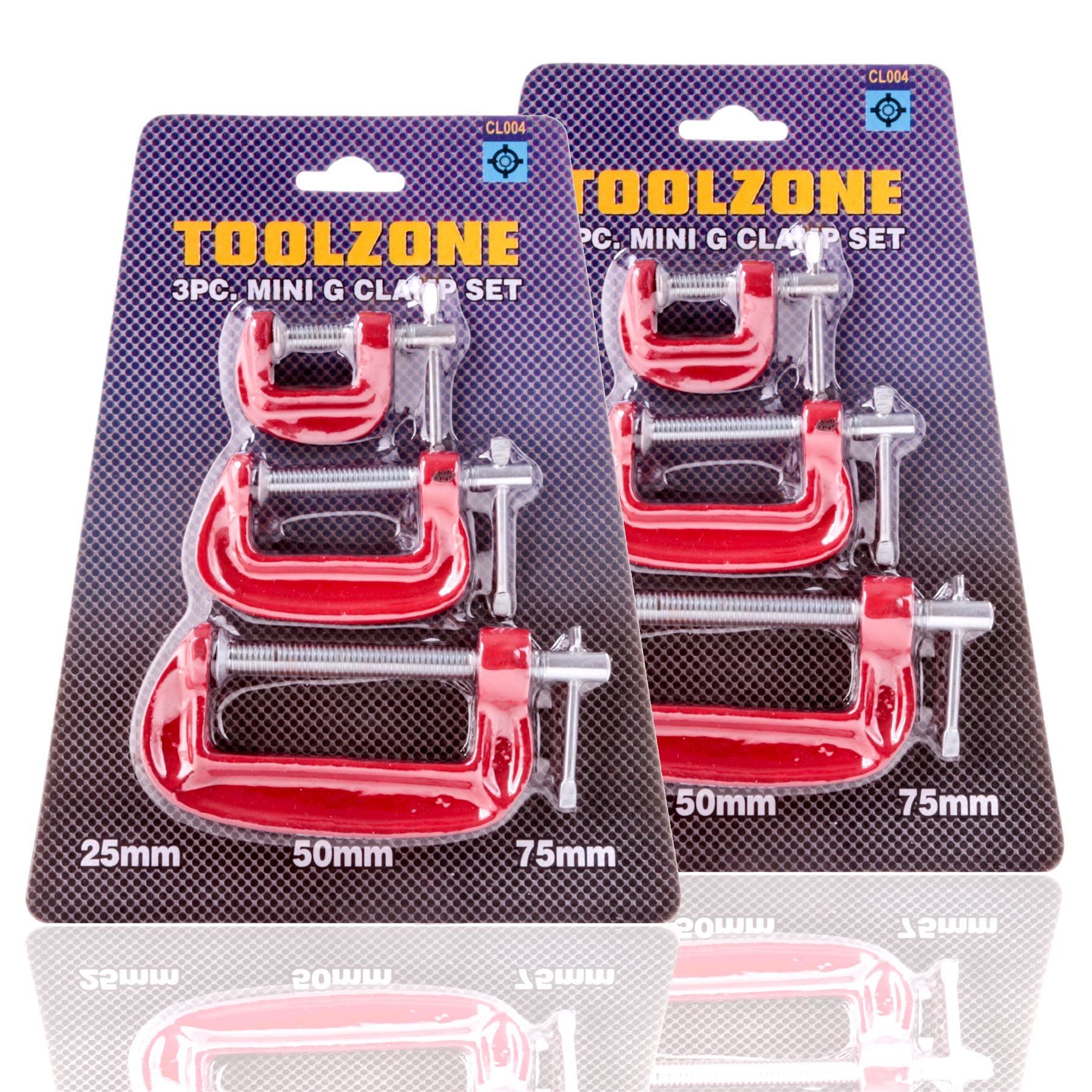 White Hinge6 Piece Mini G Clamp Set - 25mm, 50mm & 75mm Clamps - Ideal For Woodwork, Model Making & Metal Clamping Applications