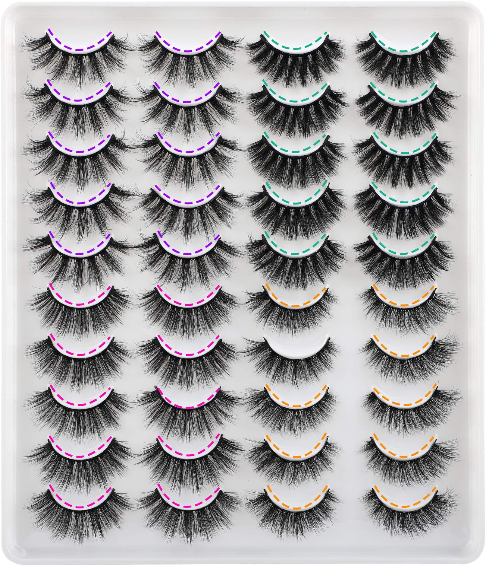 JIMIRE 20 Pairs False Eyelashes 4 Styles Fluffy Eyelashes Pack 3D Volume Faux Mink Lashes Packs