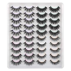 JIMIRE 20 Pairs False Eyelashes 4 Styles Mink Eyelashes Fluffy Pack 3D Volume Faux Mink Cat Eye Lashes