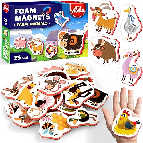 Miniatura 8 de Little World Juego grande de 24 imanes de espuma para nevera para niños pequeños de 1 a 3 años - Imanes para refrigerador para niños - Imán de bebé