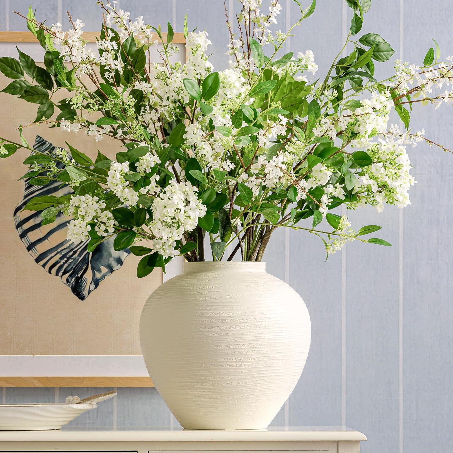 Vanselia Large Flower Vase Home Decor - Tall Farmhouse Table Vases Rustic Living Room Kitchen Bedroom Centerpieces Decorations for House Office Coffee Desk Dining Floor Shelf Gifts (Metal 11" Rustic)
