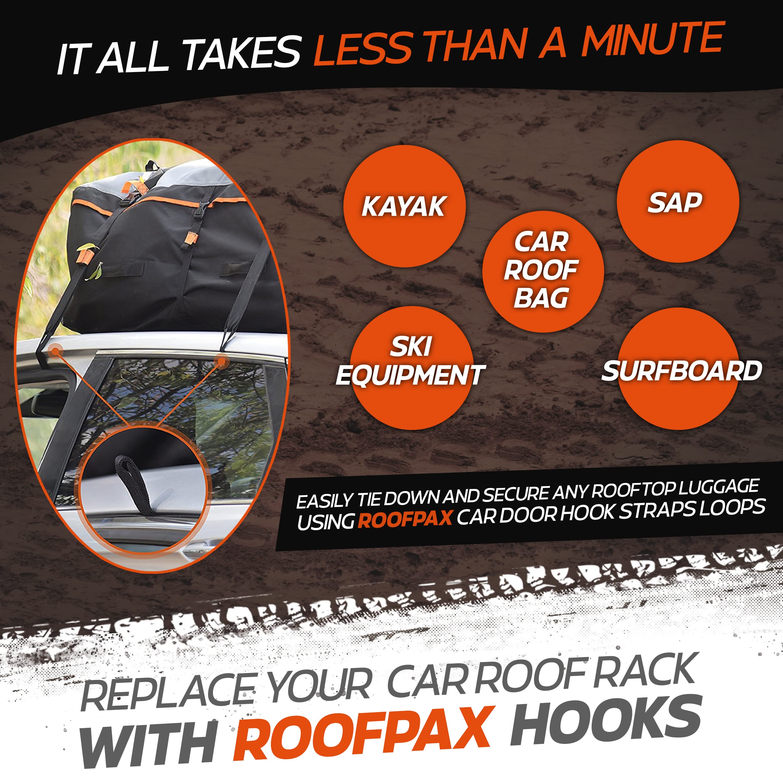 Buy RoofPax 6 Rooftop Cargo Tie Down Hook Straps for Strapping Down Any