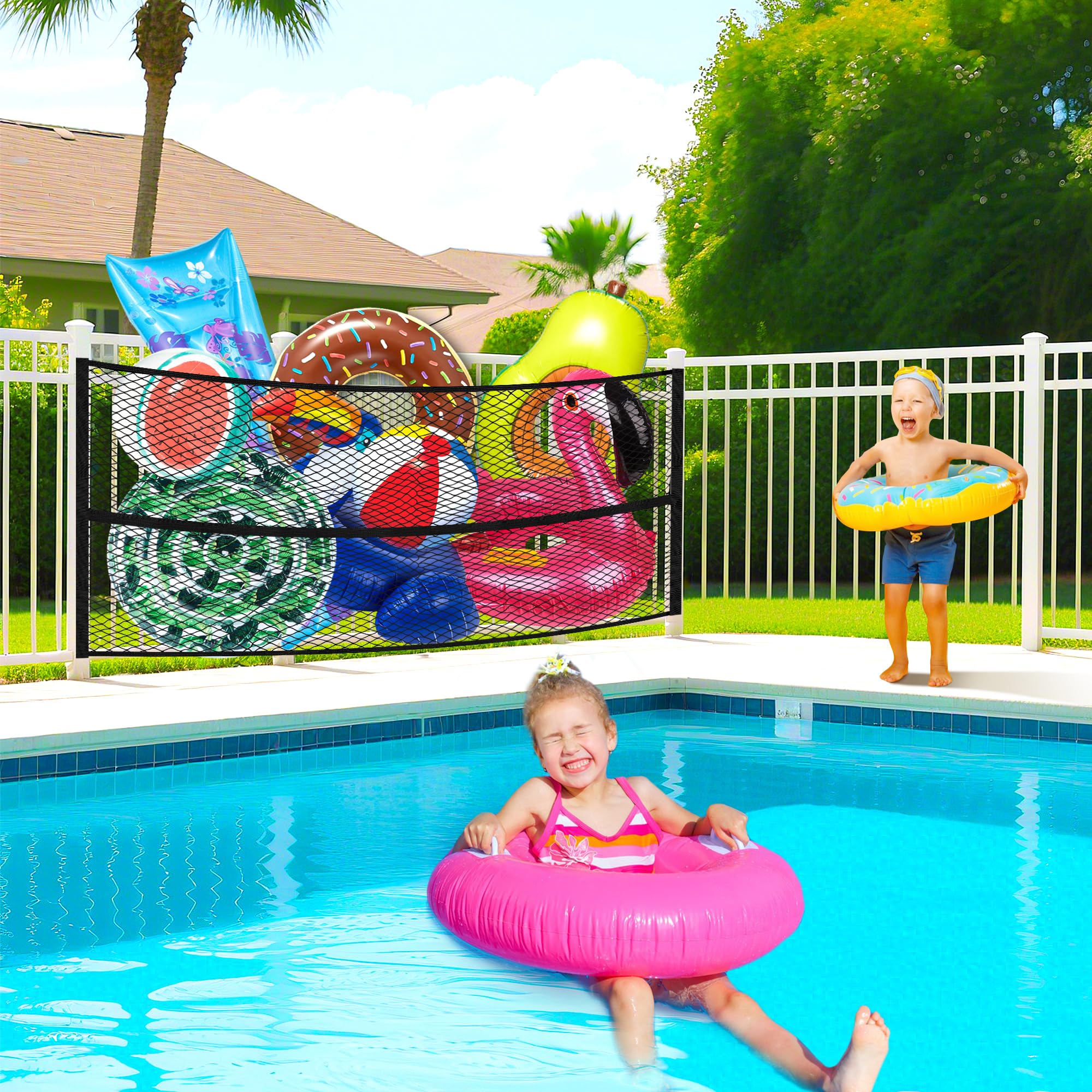 Filet De Rangement Pour Jouets De Piscine – 180x120 Cm, 20 Crochets, Maillage élastique, Pour Flotteurs Et Bouées