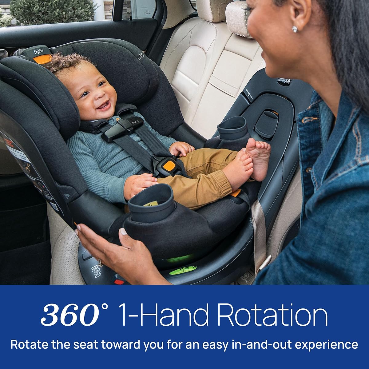 Chicco Fit360 Rotating Convertible Car Seat, 360° Rotation, LeverLock Fit360 ClearTex Carbon/Grey image 1