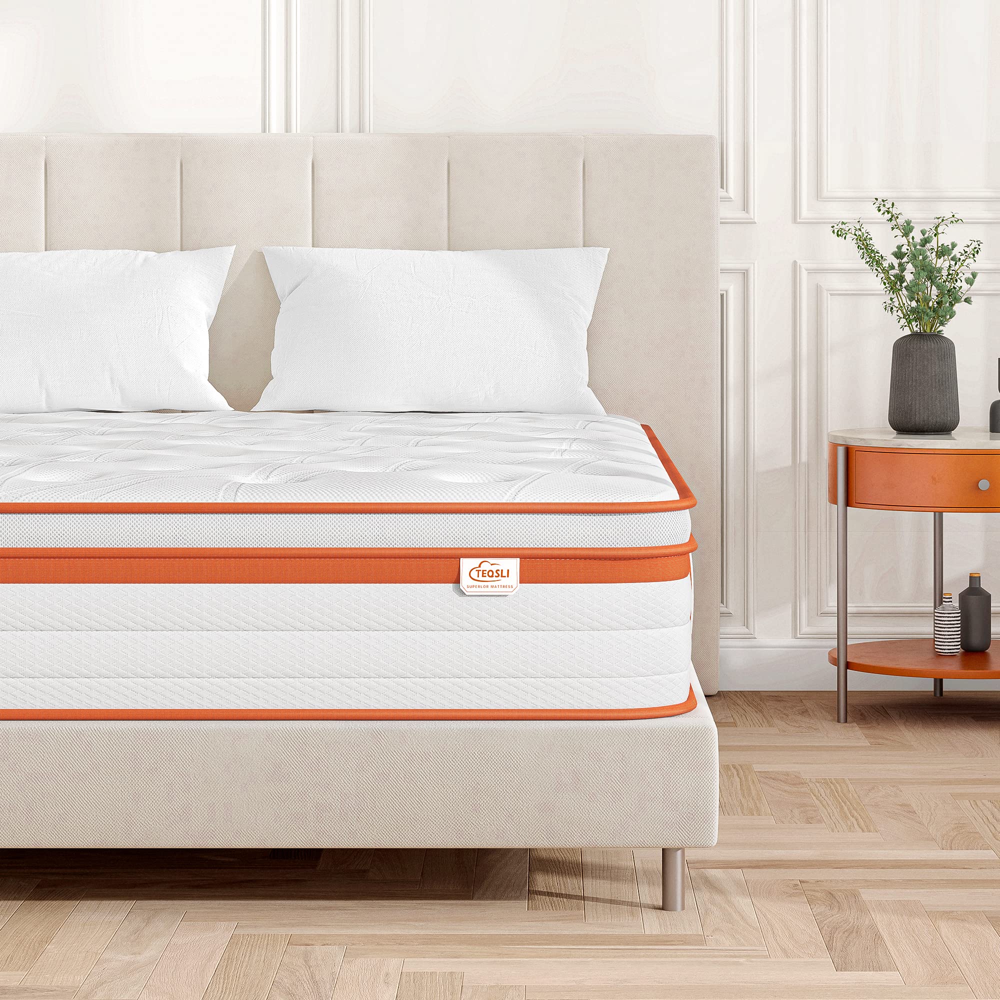 TeQsli Gel Federkernmatratze 140x200 cm, 25 cm Höhe 7-Zonen Taschenfederkernmatratze mit Gel Memory Schaum, ergonomische Unterstützung & Druckentlastung, H3 H4, Oeko-Tex & CertiPUR Zertifiziert