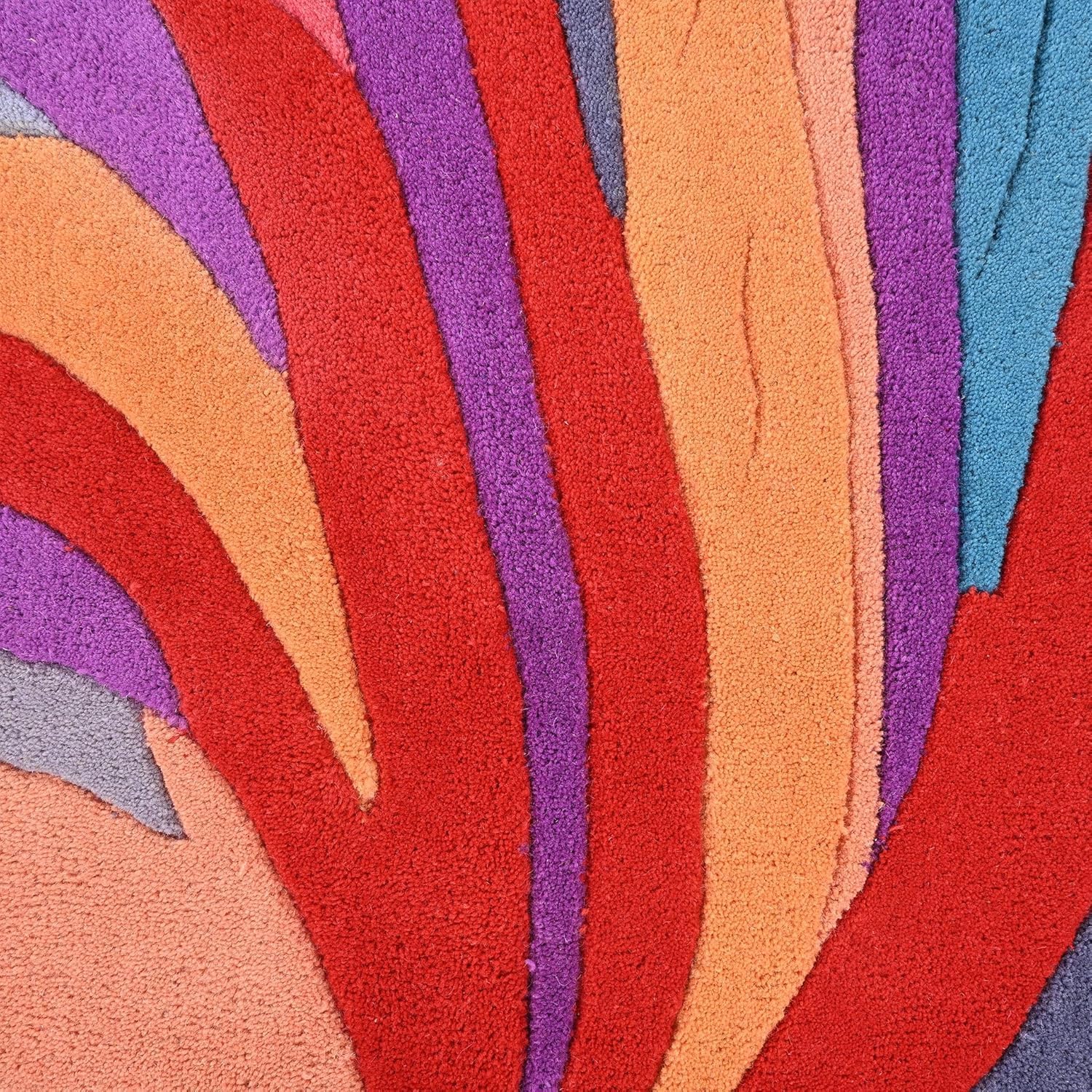 Handmade Irregular Shape Wool Area Rug | Unique Contemporary Colorful Botanical Design, Thick & Soft Carpet | Perfect for Living Room, Bedroom Decor (Colorful, 5' x 8')
