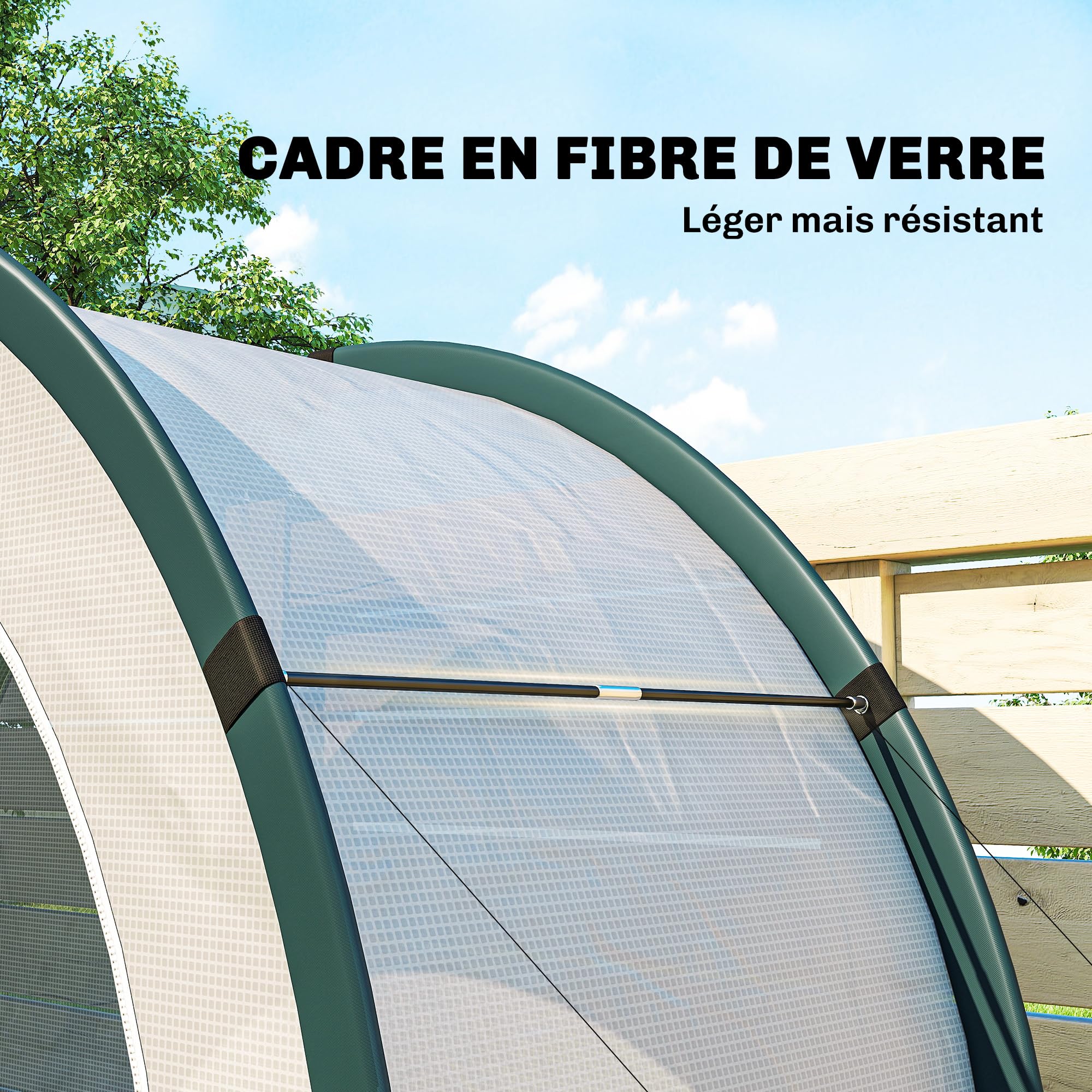 Outsunny Serra pieghevole mini 200 x 80 x 164 cm Verde | Serra portatile con porta con cerniera, base in PE, per giardino patio