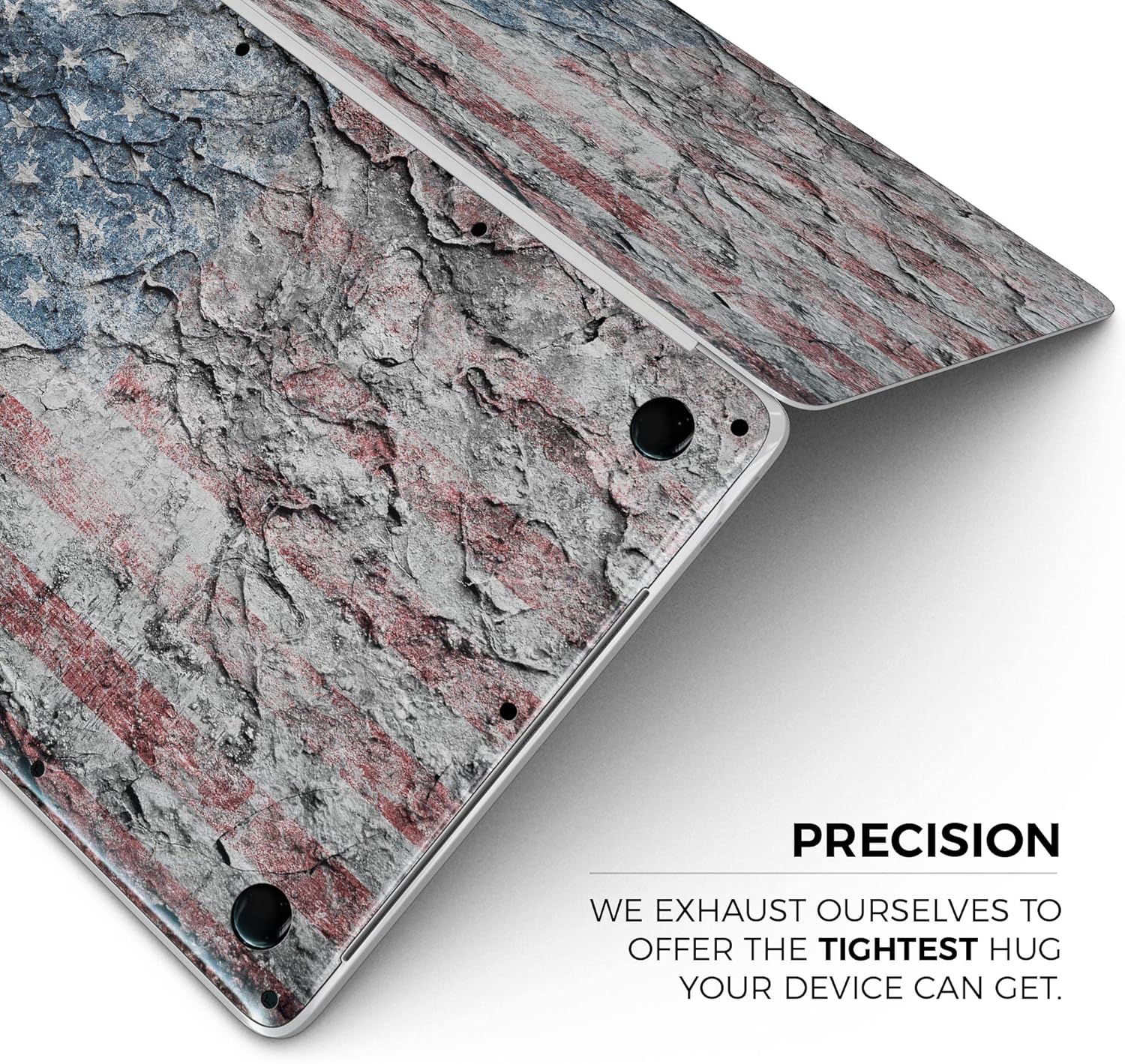 DesignSkinz - Aged and Wrinkled American Flag - Full-Body Wrap Protective Decal Skin Kit Compatible with MacBook 16" Pro M1 (A2485)