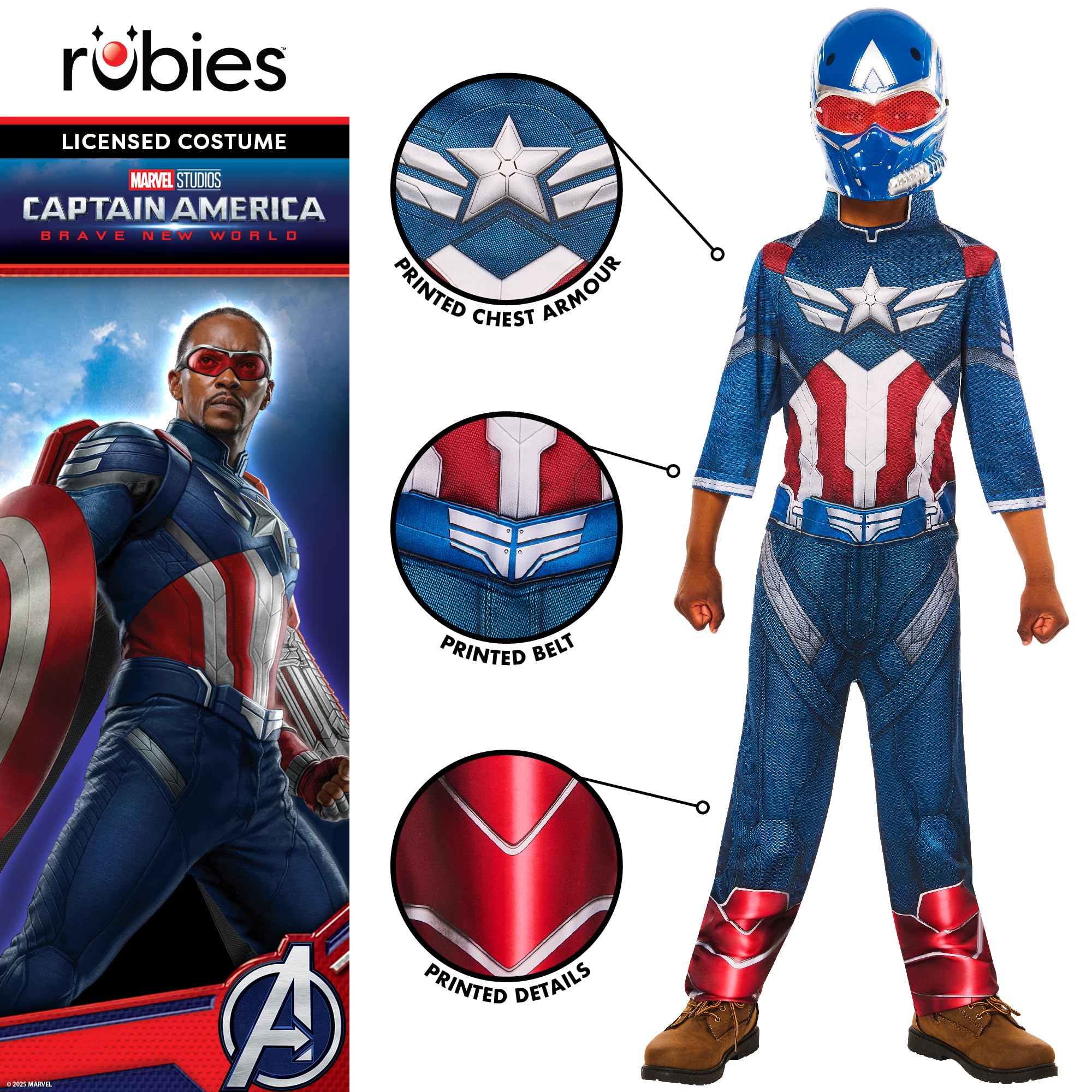 Rubies Official Brave World Captain America Child Costume, Kids Fancy Dress, Size 5-6 Years Halloween, Standard - Image 4