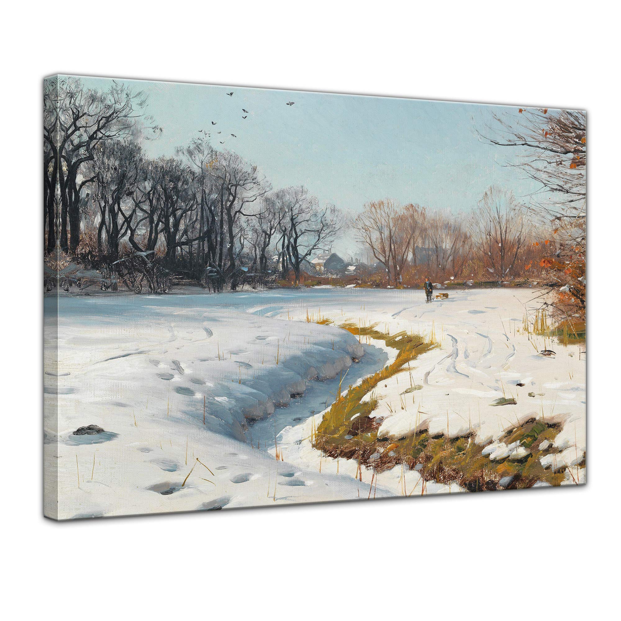 Bilderdepot24 Bild auf Leinwand | Peder Mork Mönsted - Ein sonniger Wintertag in 70x50 cm als Wandbild | Wand-deko Dekoration Wohnung alte Meister | NEU-181283-70x50-esw