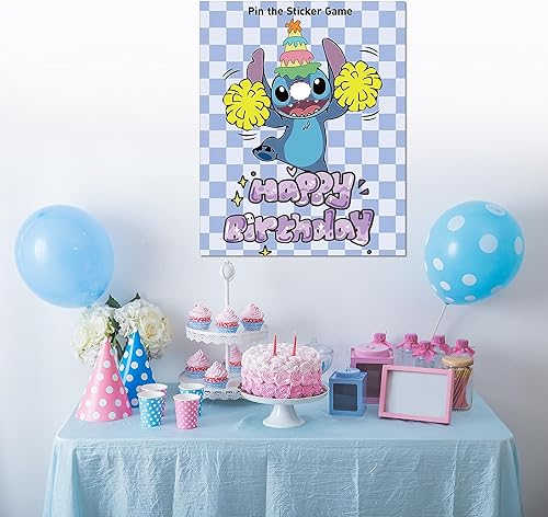 Miniatura 6 de Decoración de juegos de fiesta de cumpleaños con temática de dibujos animados azules para niños, pin the nose en los juegos de cumpleaños de dibujos
