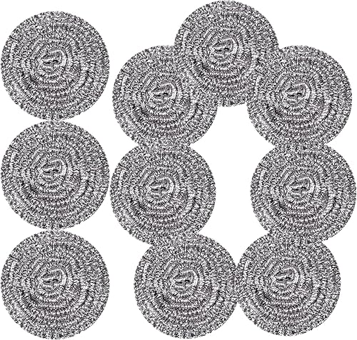 Estropajo de acero inoxidable para fregar, esponjas mágicas de borrador, sartén limpia y estante para asar, lana de acero para cocina y baño (10