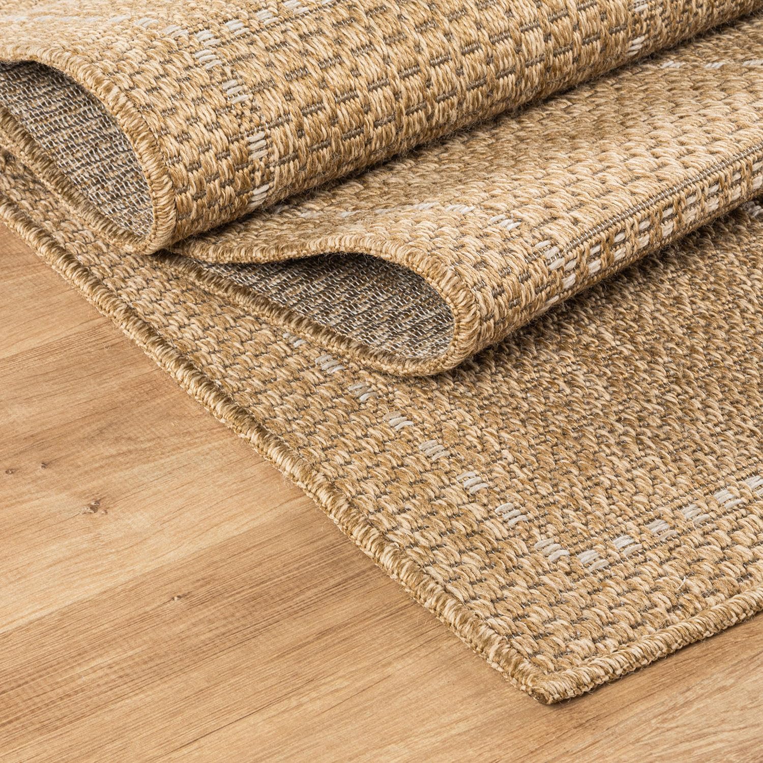 Beverly Rug Easy Jute Checkered Squared Rug 5x7 Washable Durable Indoor Outdoor Area Rugs for Living Dining Room Patio Office Stain Resistant Non Shedding Casual Indoor Outside Carpet 5 x 7 Natural