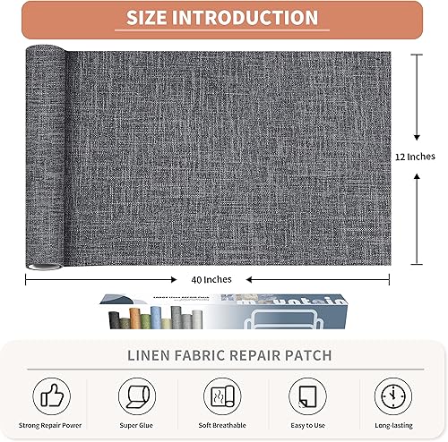 Vista 302 de Parches de reparación de lino grueso, parches de tela de lino autoadhesivos, 8 x 11 pulgadas, 2 unidades, multicolor, se pueden utilizar