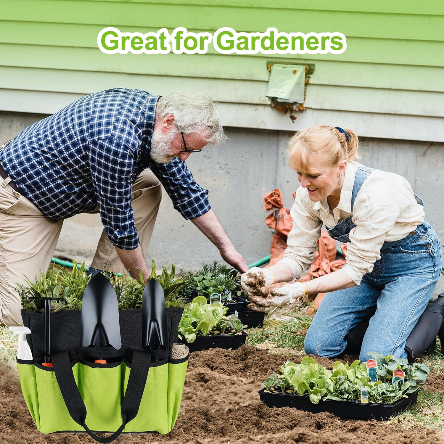 Portable Garden Tool Bag with 16 Pockets & Handle, Durable Waterproof Garden Tote Bag for women & Men, 900D Heavy Duty Gardening Tool Organizer and Storage Bags for Indoor & Outdoor - Image 6