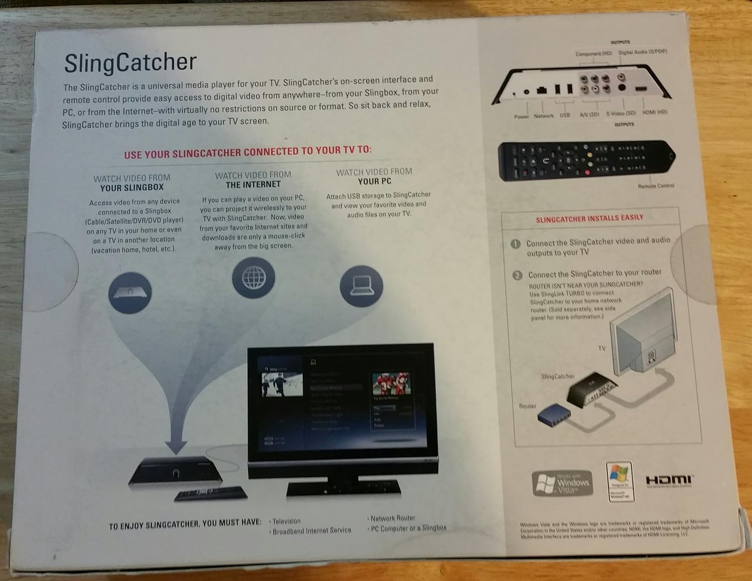 Sling Media SlingCatcher SC100-100 Universal Media Player for TV