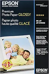 Epson Papel fotográfico premium, 30,8 kg, alto brilho, 28 x 43, 20 folhas/pacote
