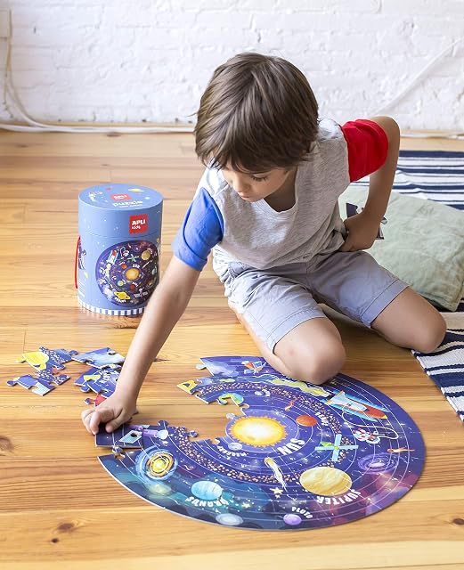 Foto 5 de 6 de APLI Kids - Puzle Circular Sistema Solar 48 Piezas - Diseño Infantil Multicolor - Cartón Resistente Ø50 cm